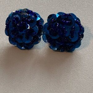 Vintage 1950’s Blue Sequin Flower Earrings